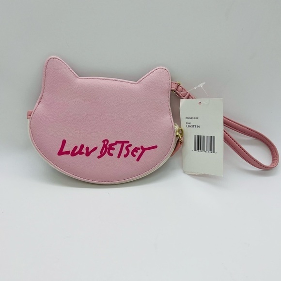 BETSEY JOHNSON PINK COIN KITTY CAT ZIPPERED WRISTLET NWT - Picture 3 of 9